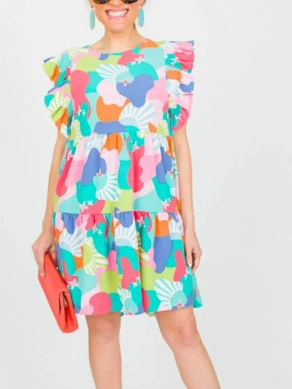 Michelle McDowell Everly Dress Ruffled Coastal Cover Up Dress Resortwear Medium - Picture 8 of 8